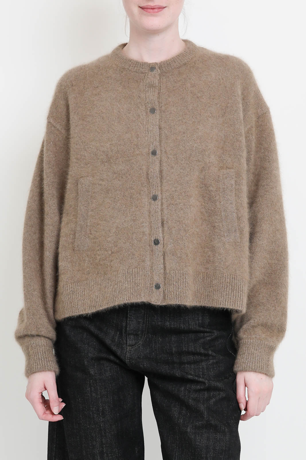 Cardigan with press studs in camel