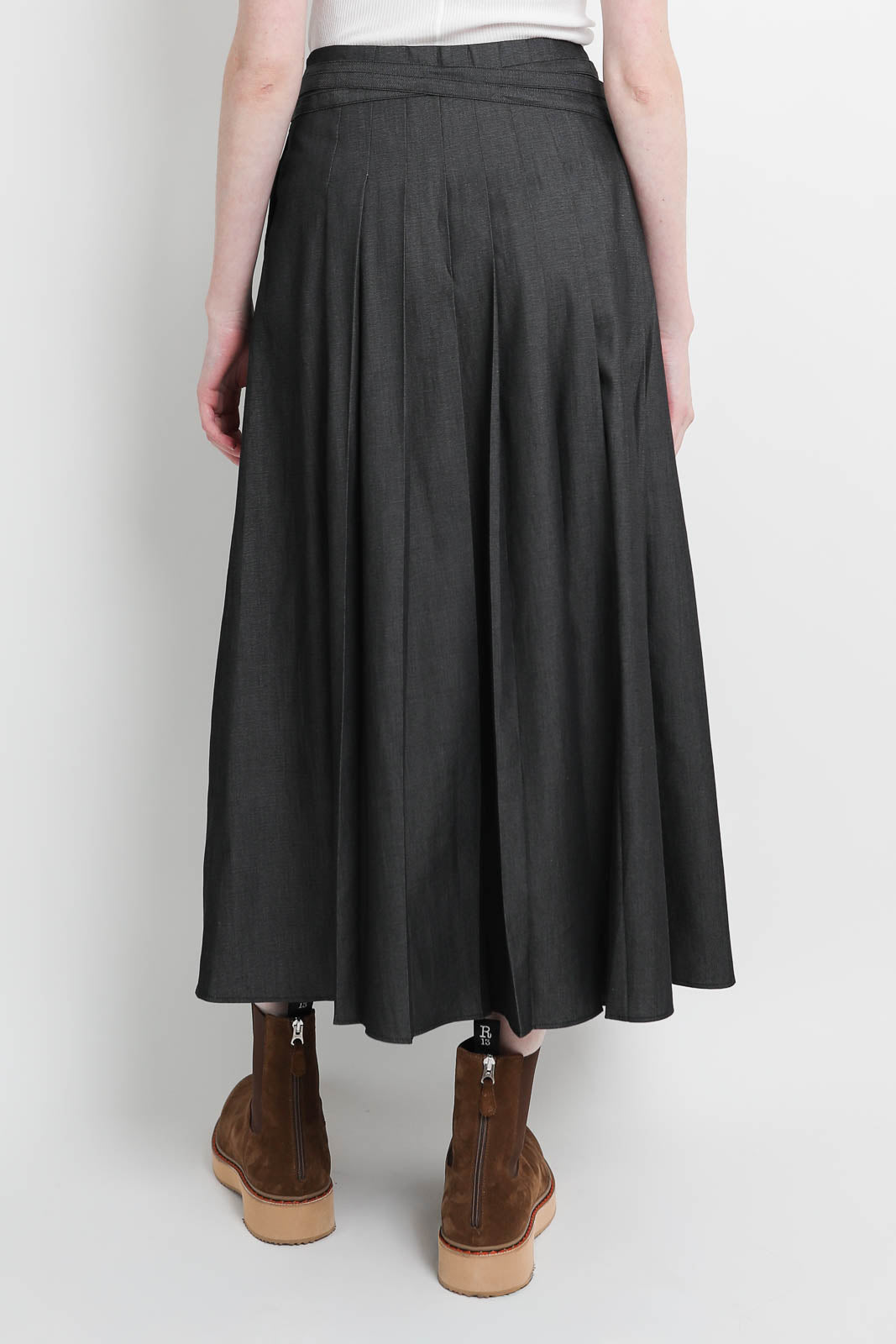 6397, Skirt Wrap Pleat in Raw Denim