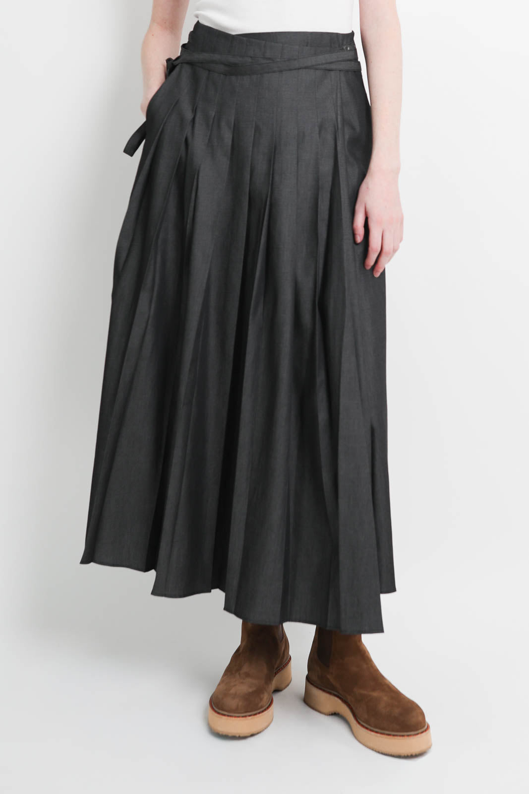 6397, Skirt Wrap Pleat in Raw Denim