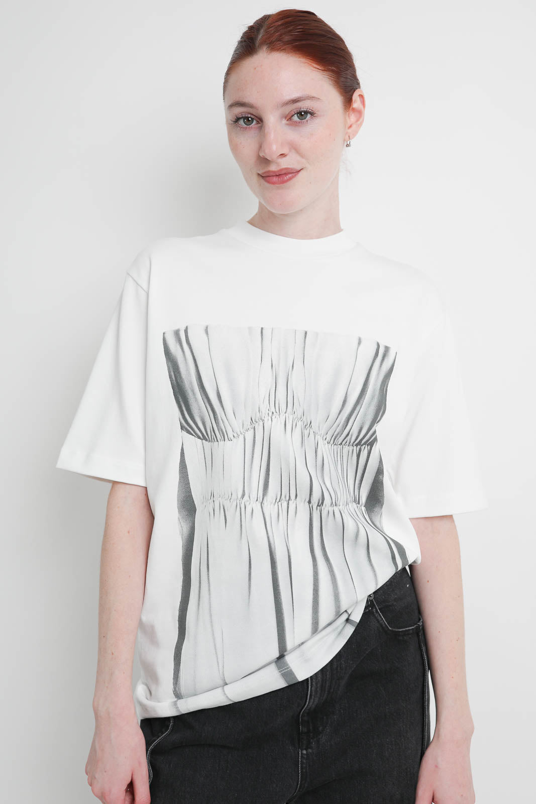 Tibi, T-shirt Trompe Loeil in White Multi