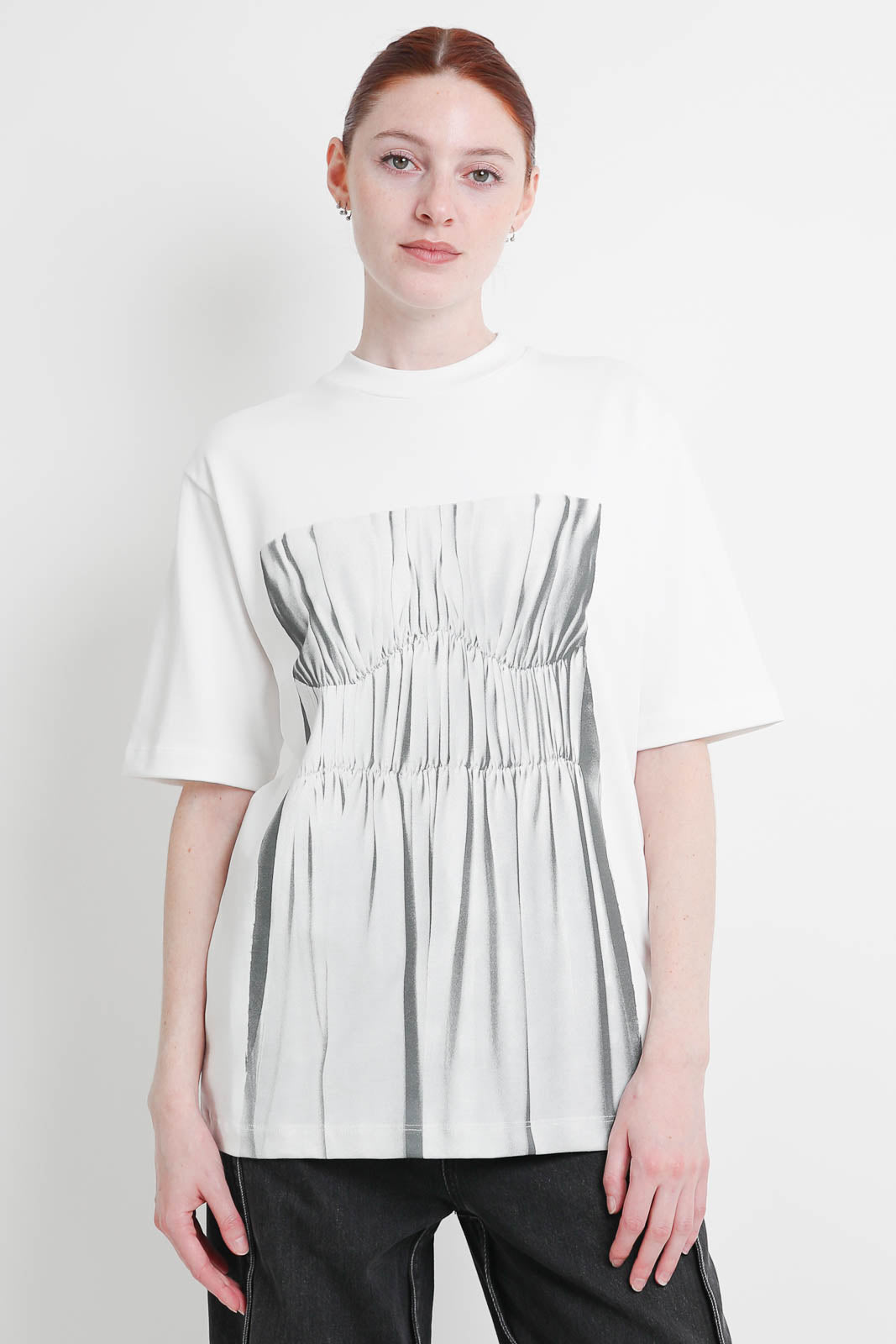 Tibi, T-shirt Trompe Loeil in White Multi