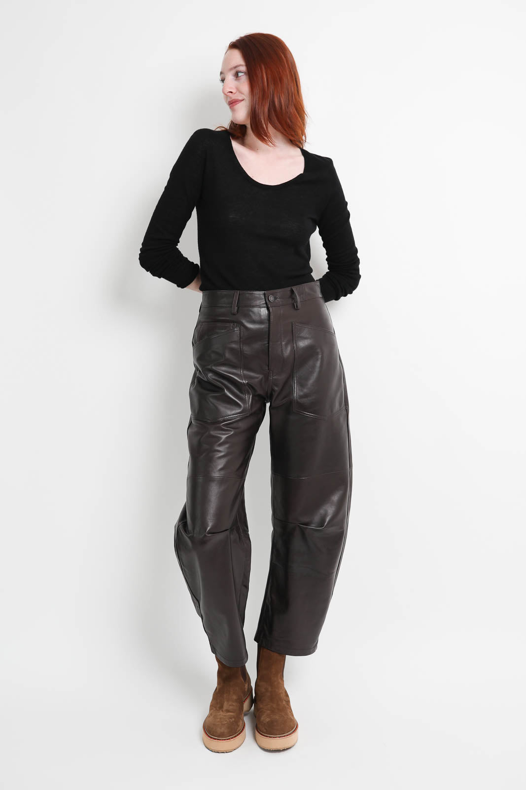 Nili Lotan, Shon Leather trousers in brown