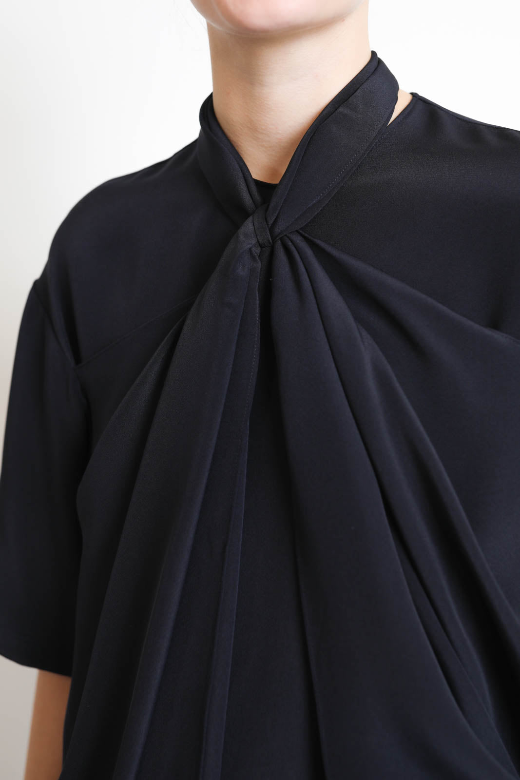 Tibi, Blouse 4 Ply Silk Tie in Dark Navy