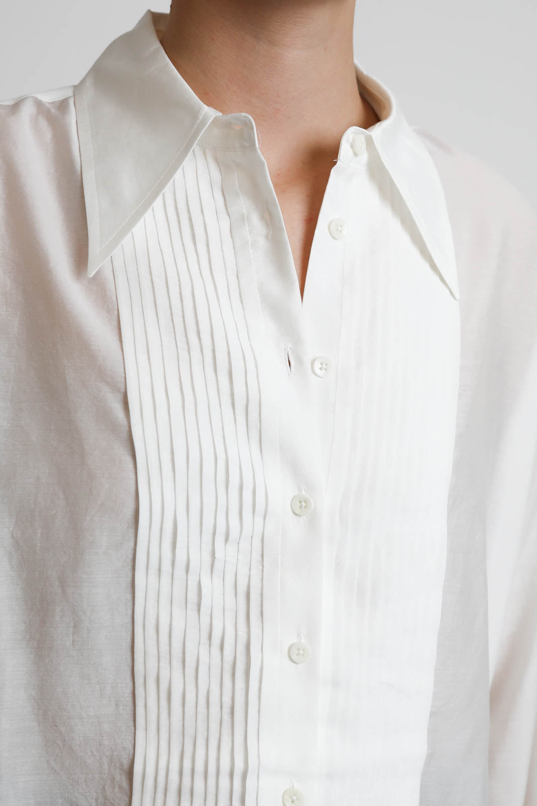 Tibi, Easy Pintucked blouse in Ivory