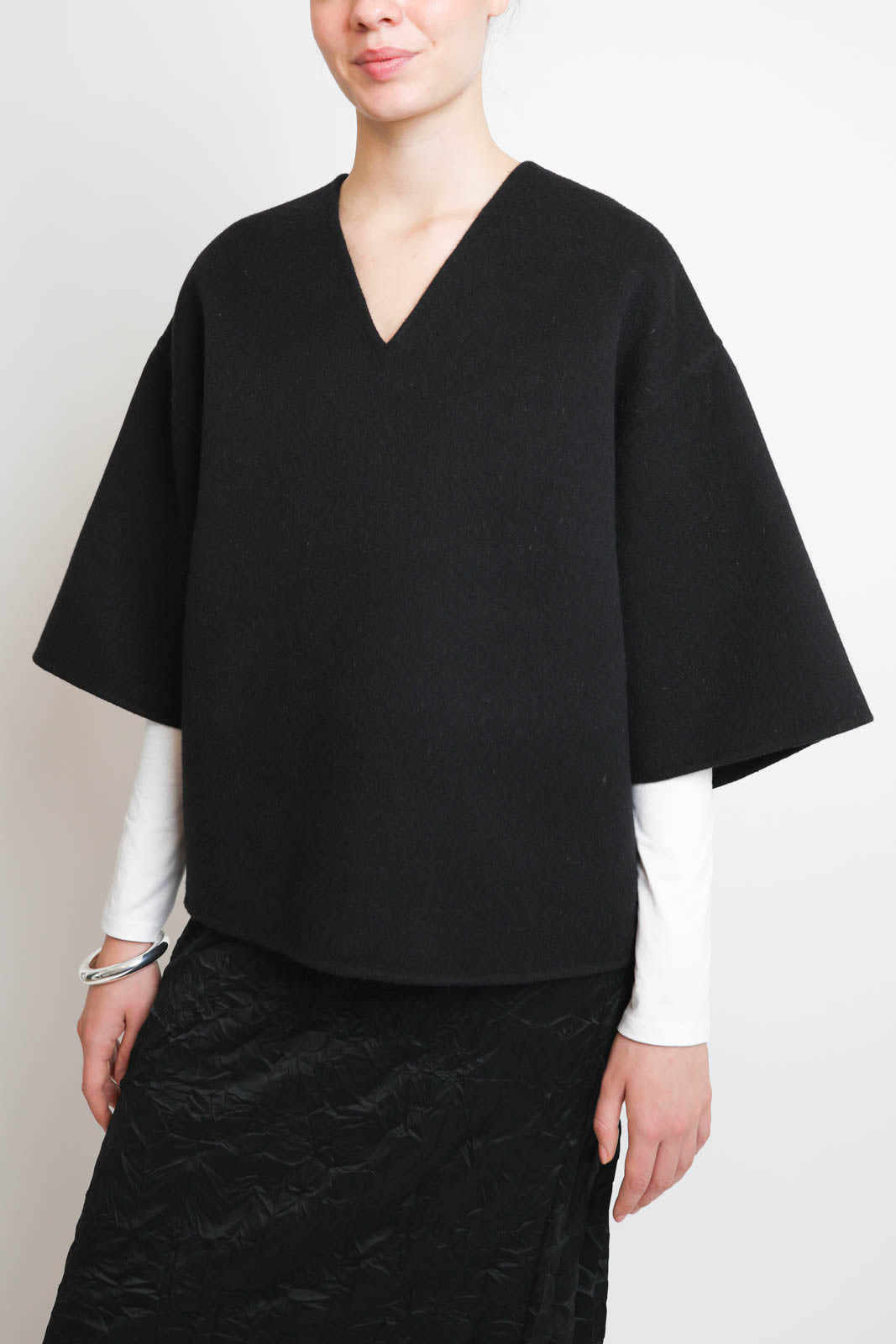Tibi, Sweater with short sleeves Luxe Double Faced in Black