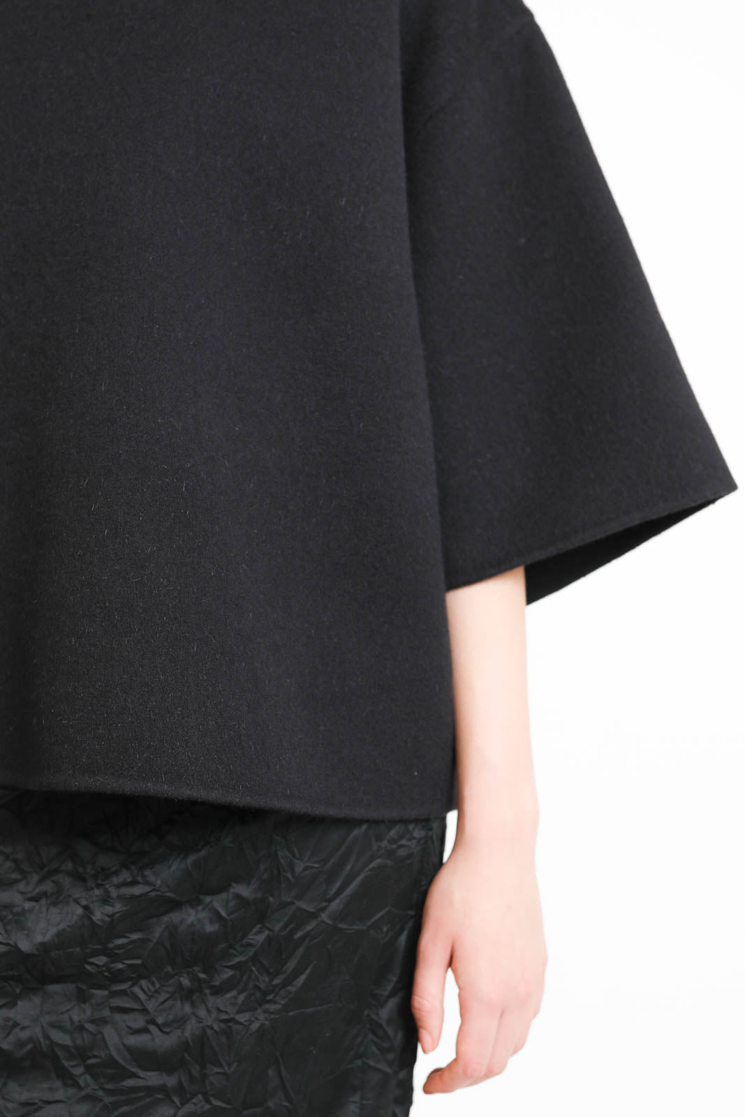 Tibi, Sweater with short sleeves Luxe Double Faced in Black