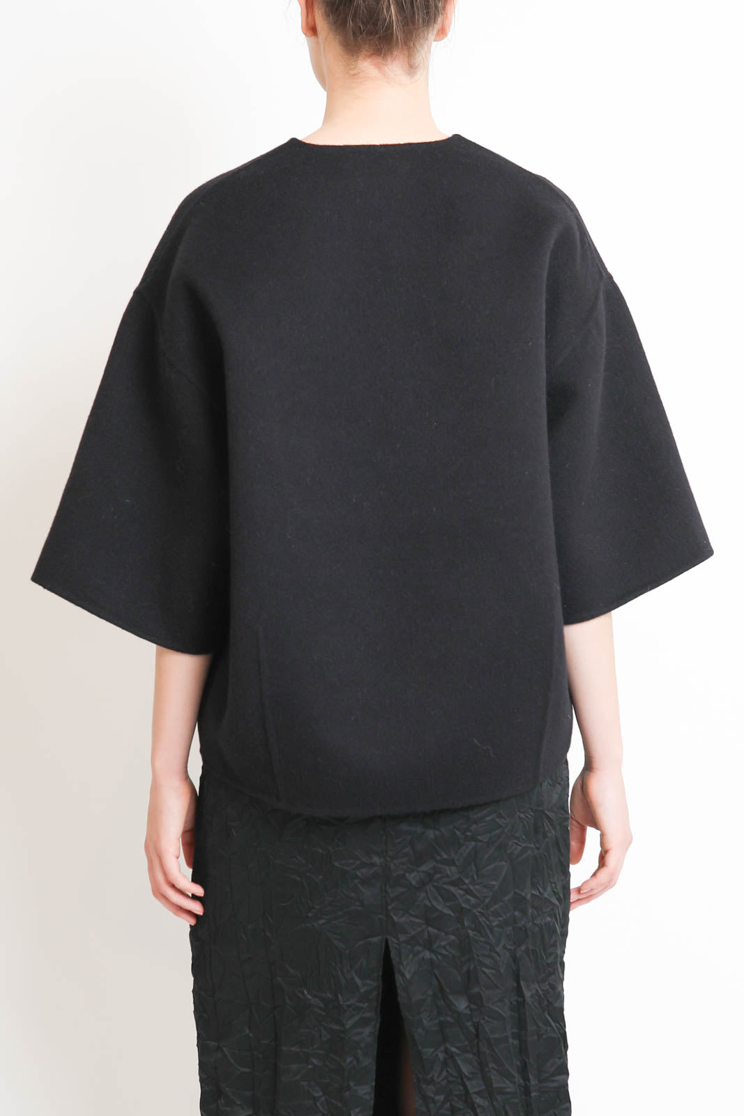 Tibi, Sweater with short sleeves Luxe Double Faced in Black
