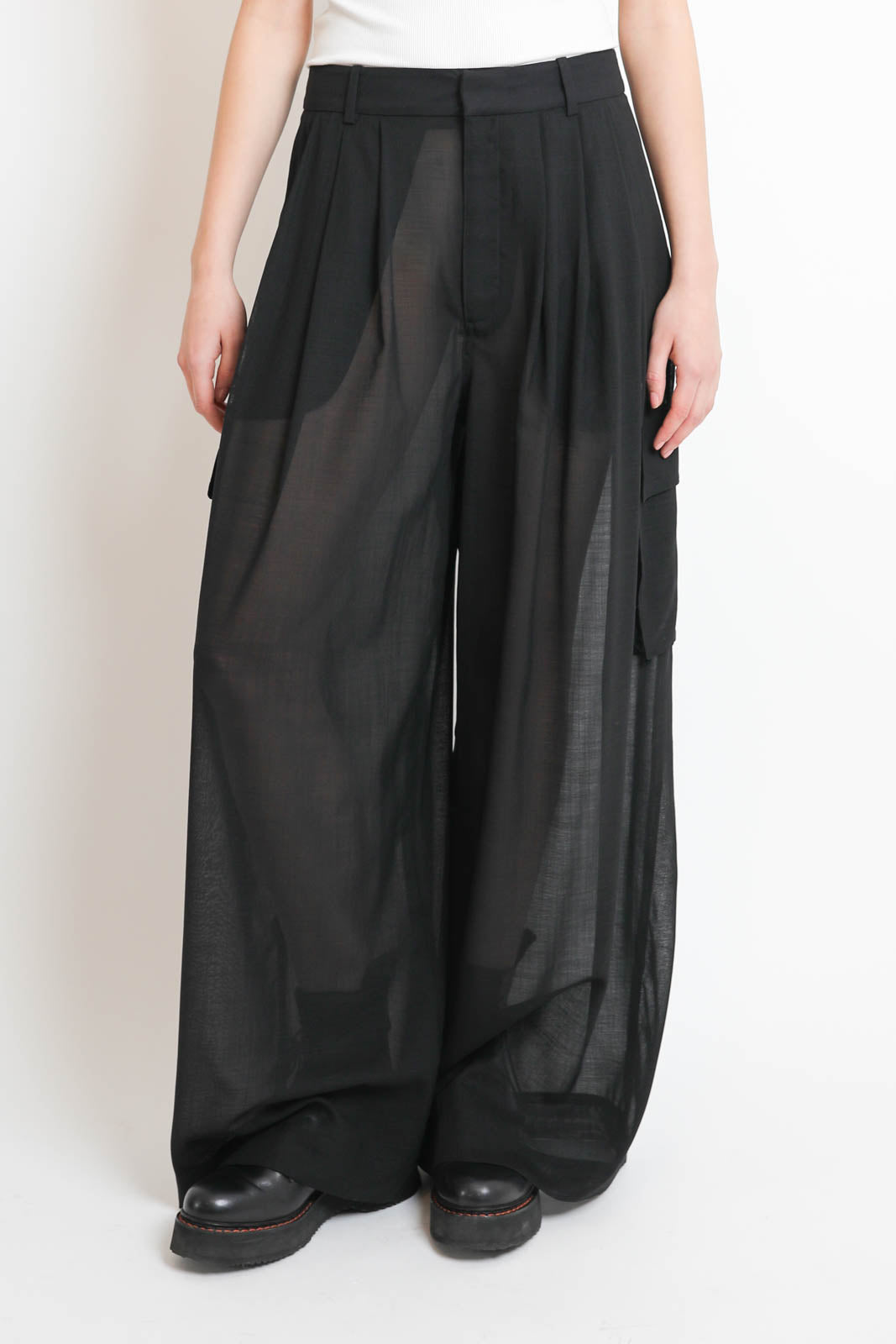 Tibi, Sheer Wool pants in Black
