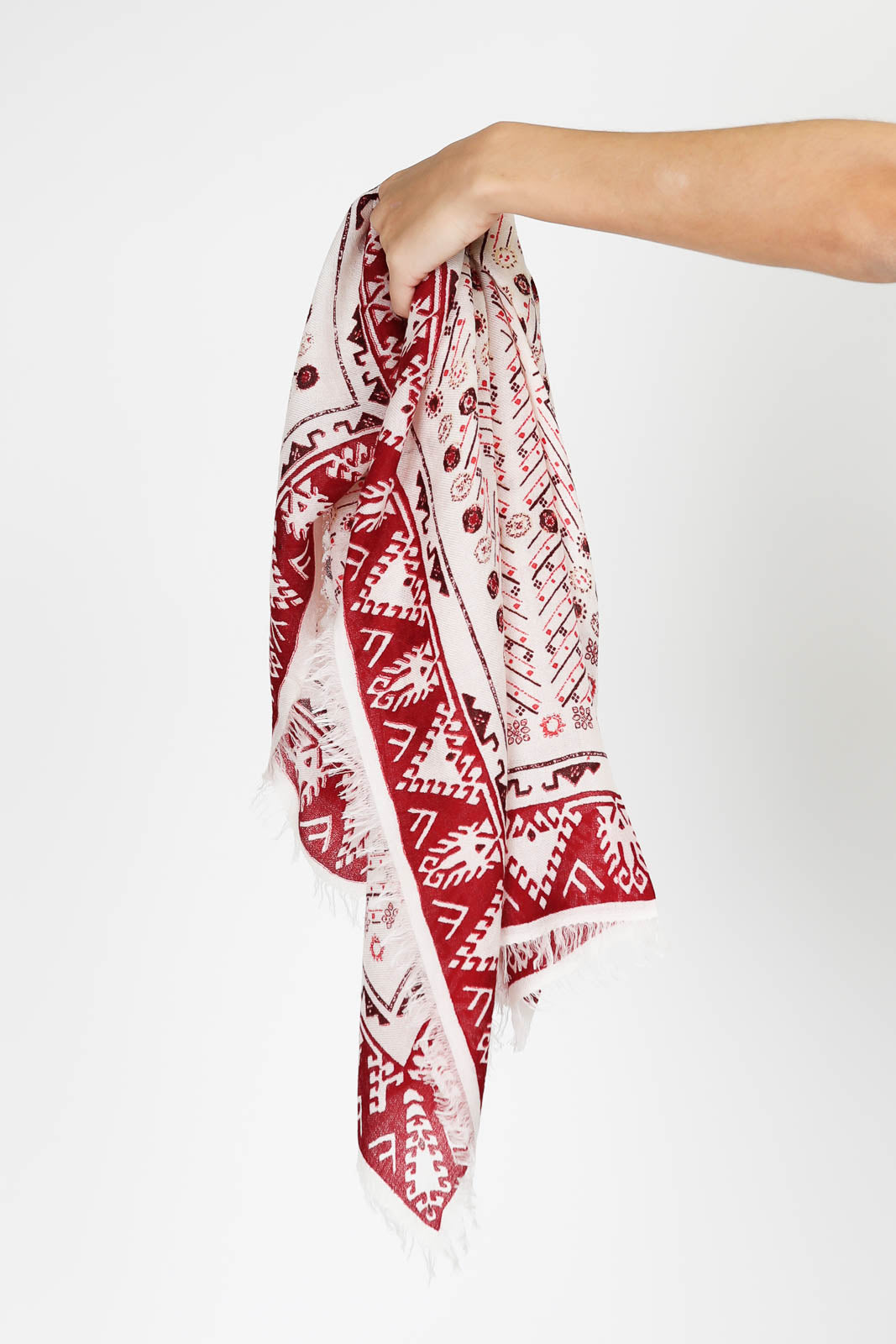 Alecia scarf in red/ecru