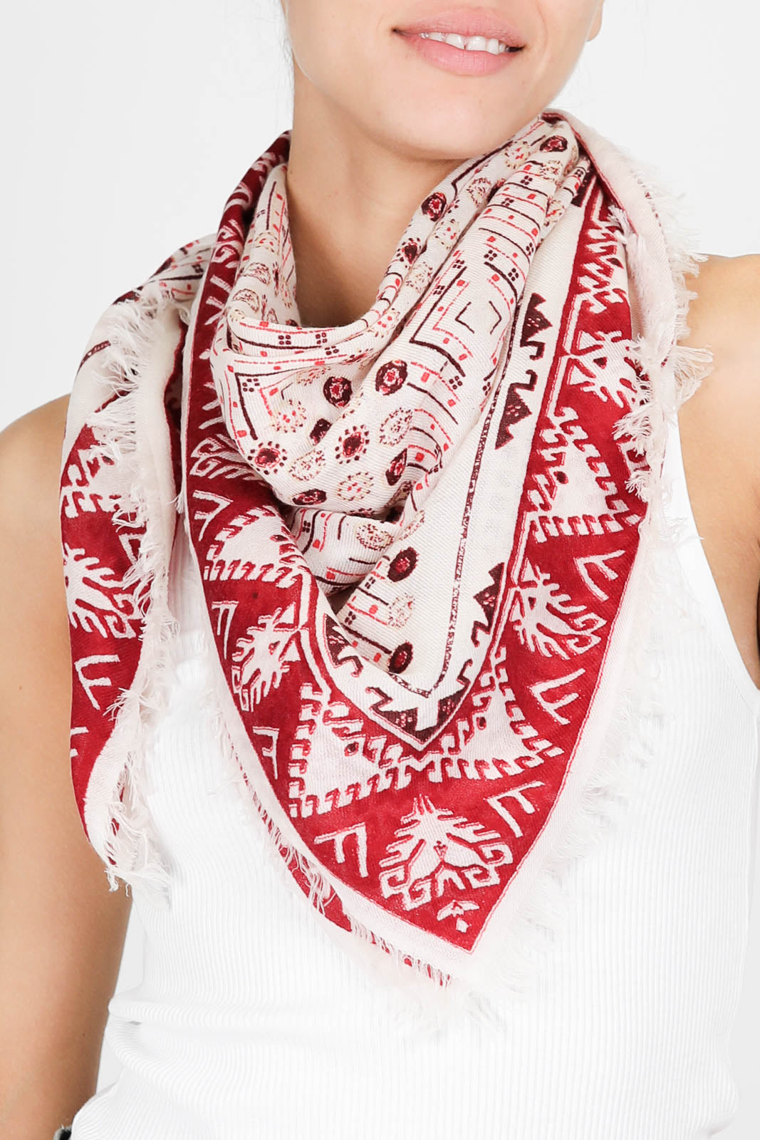 Alecia scarf in red/ecru