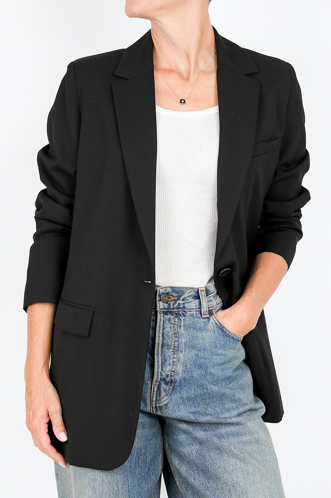 Wool blend blazer in black