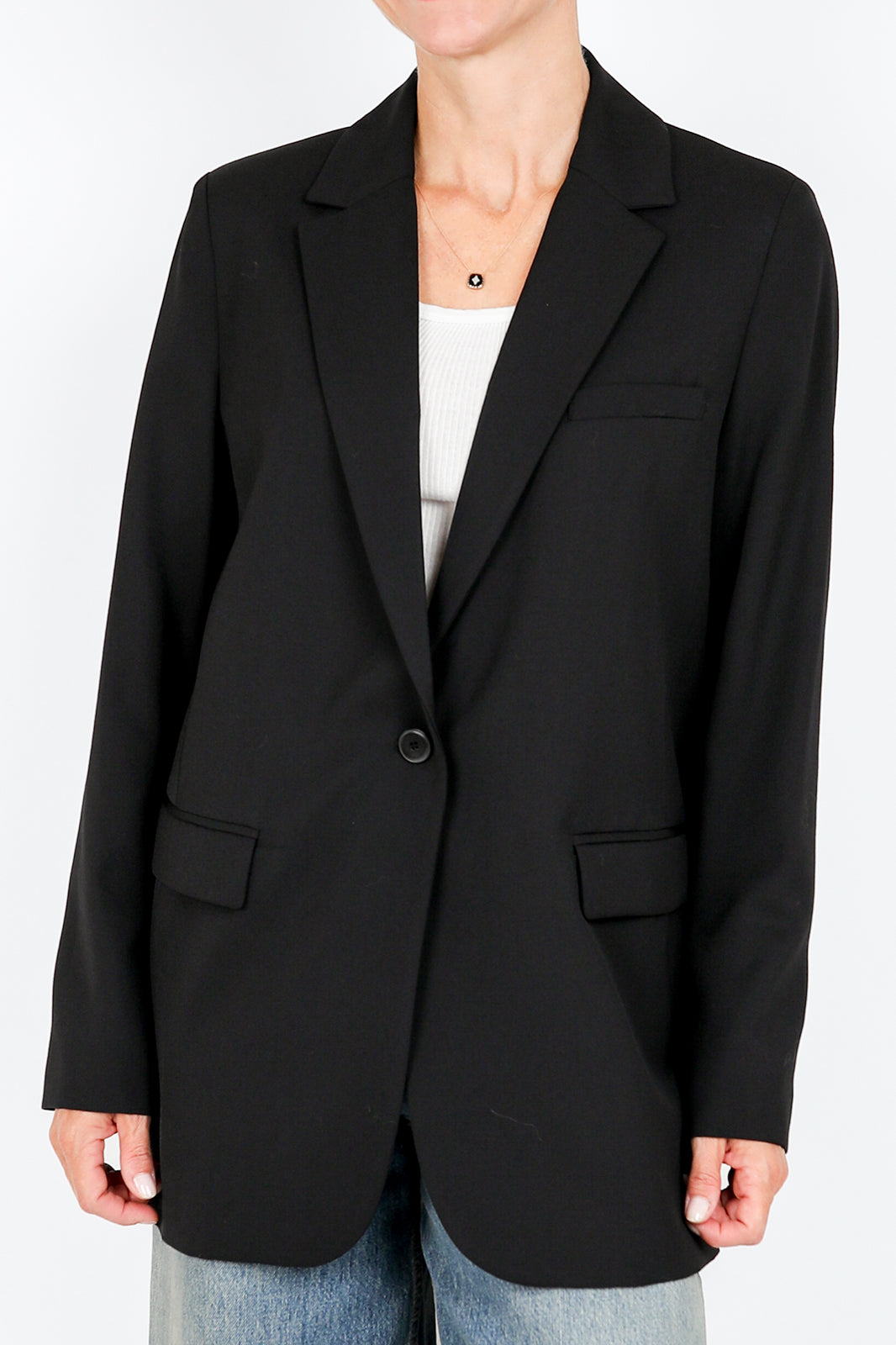 Wool blend blazer in black