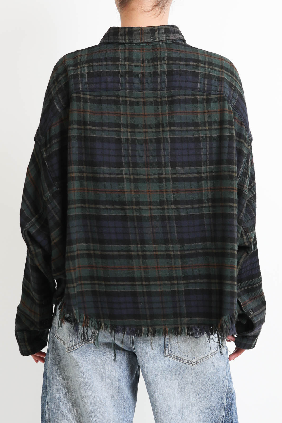 R13, Cropped Work blouse in overdyed teal