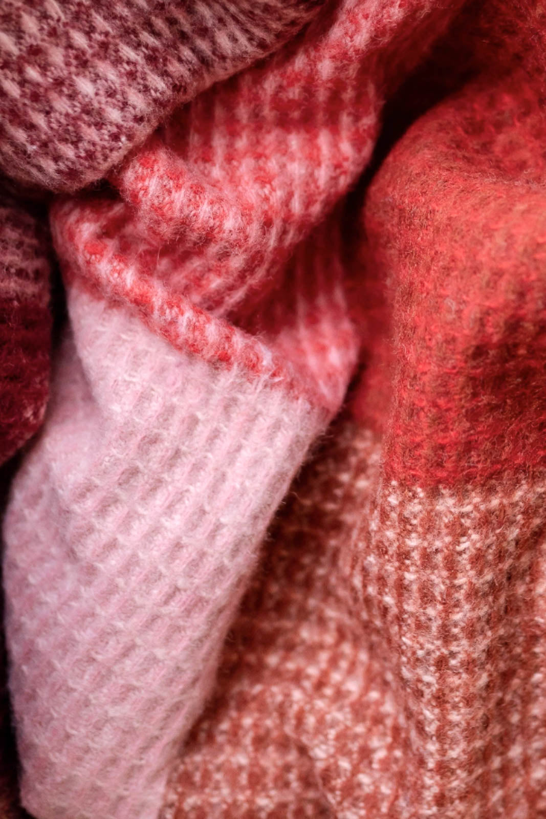 TBCo, Blanket Recycled Wool in Berry Waffle Block Check