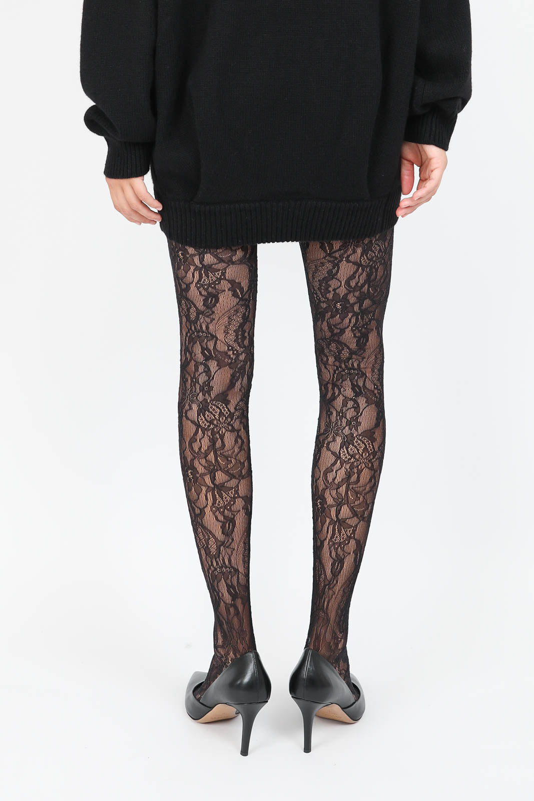 Lace tights in black