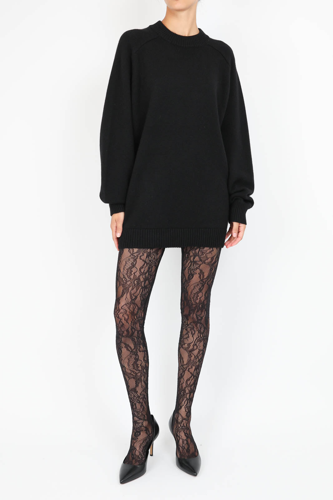 Lace tights in black