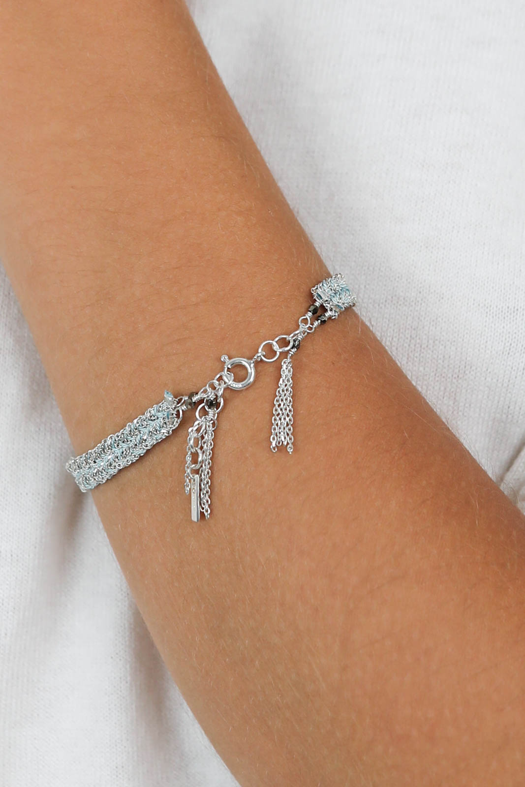 Bracelet N° 183 in Silver Aqua