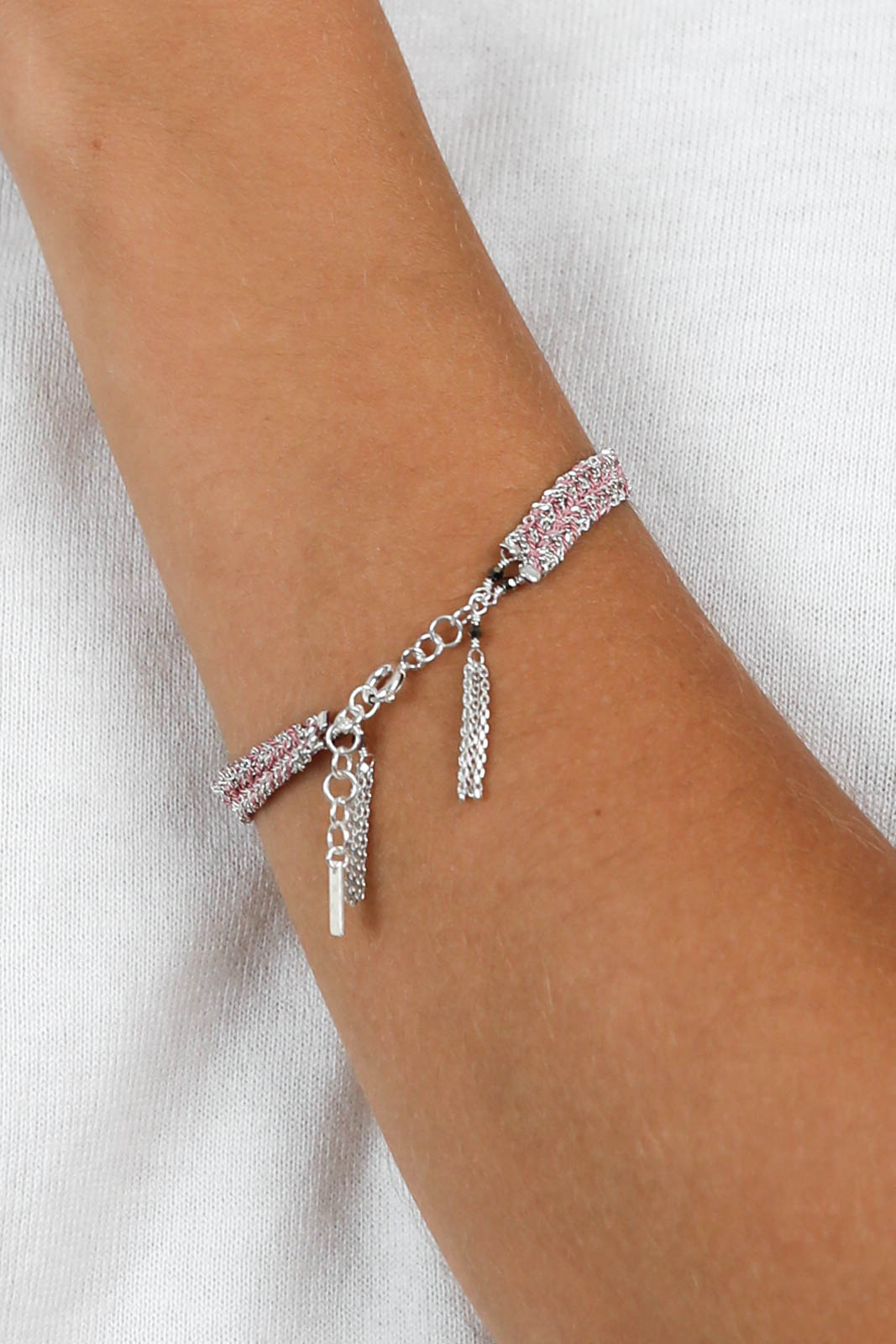 Bracelet N° 183 in silver/pink