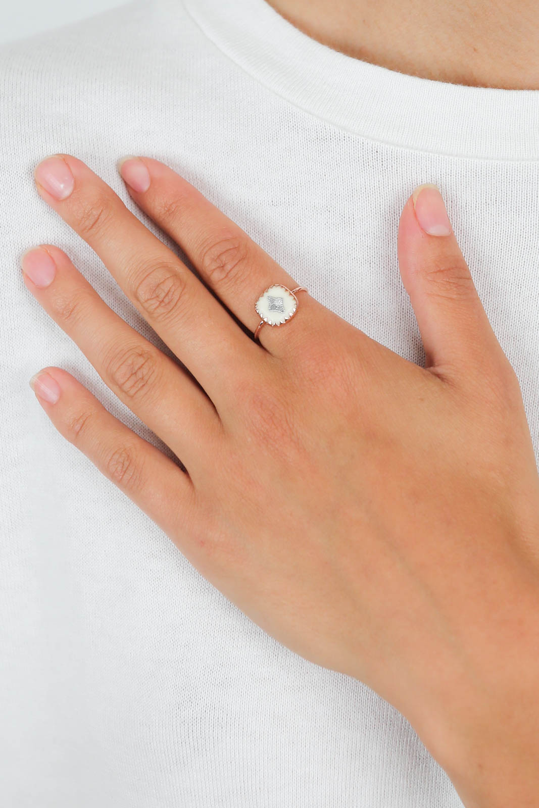 Pierrot ring in blanc diamond