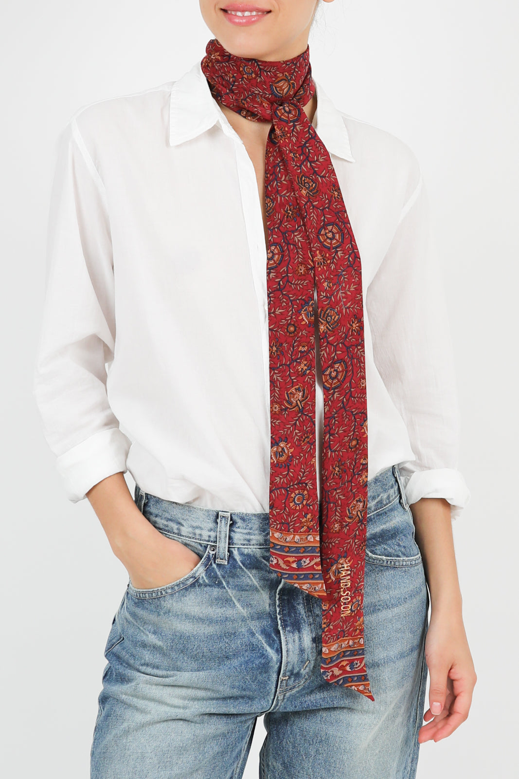 Scarf tie in red multicolor