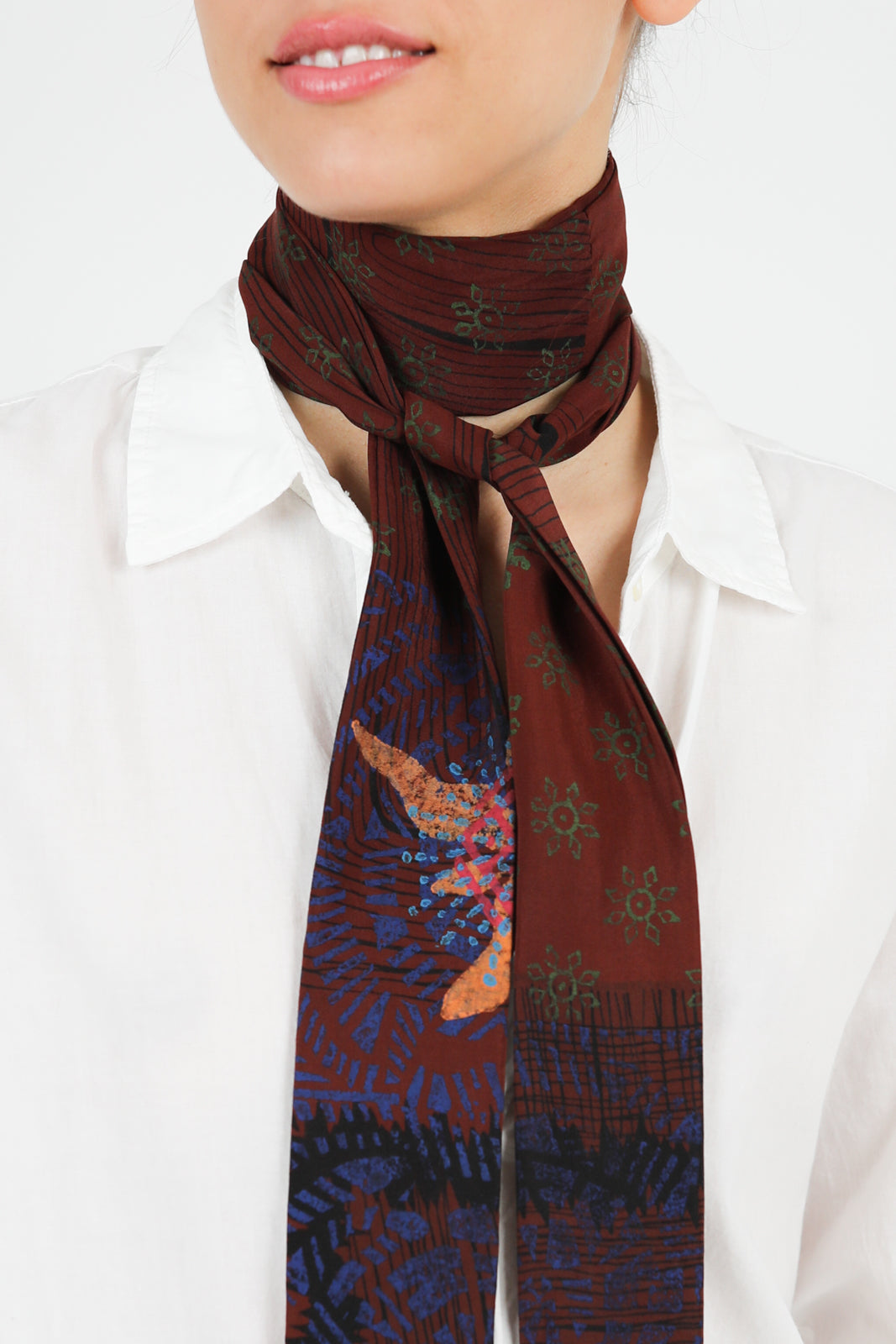 Scarf tie in blue/red multicolor