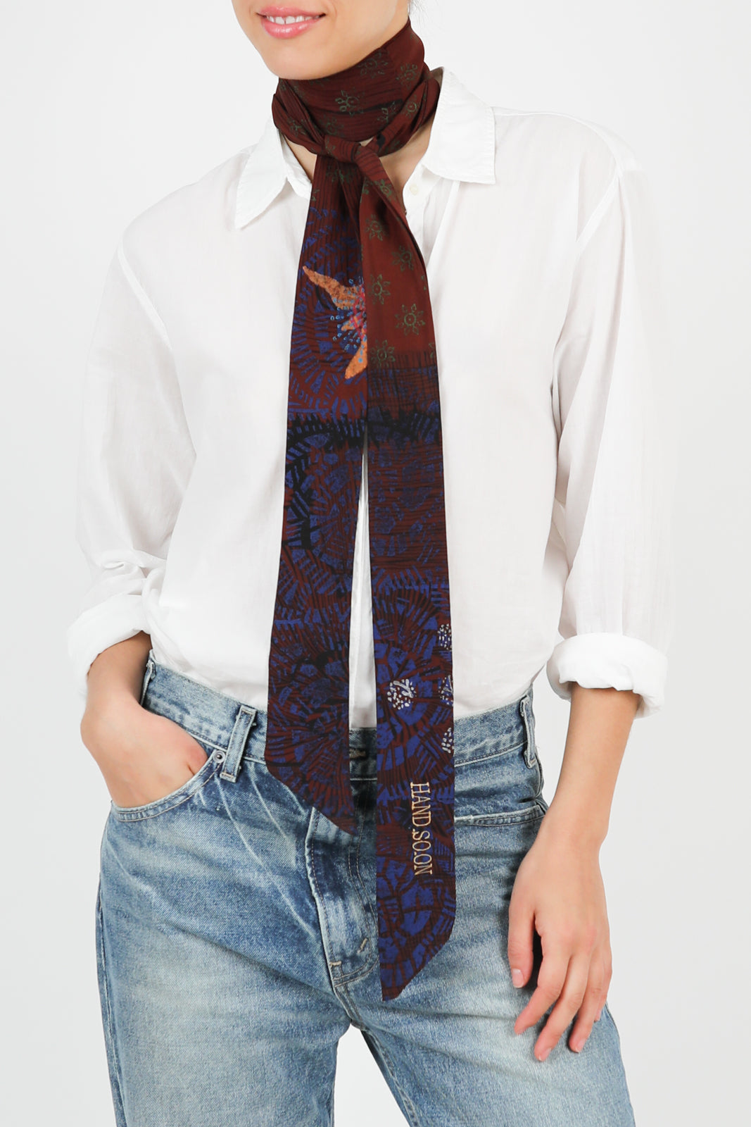 Scarf tie in blue/red multicolor