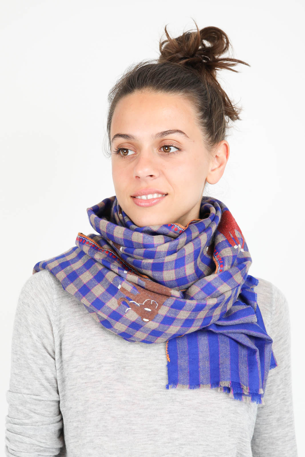 Scarf Pashmina 1 in Blue Elephant