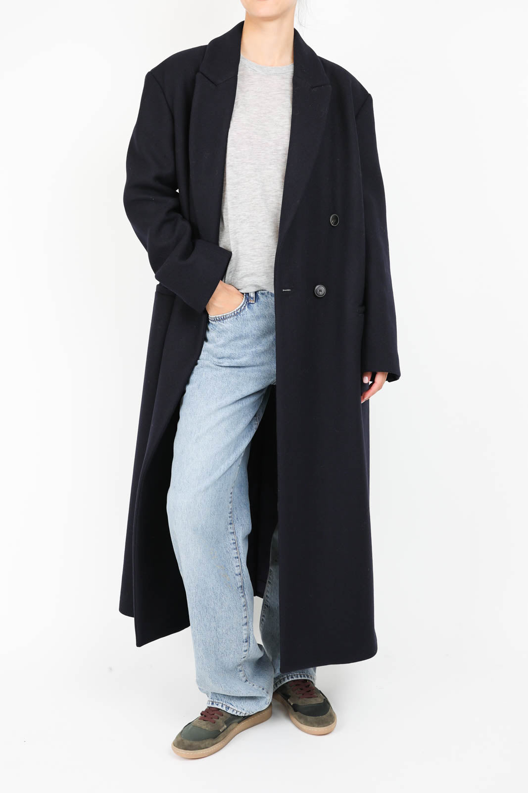 Wool coat in Night Blue