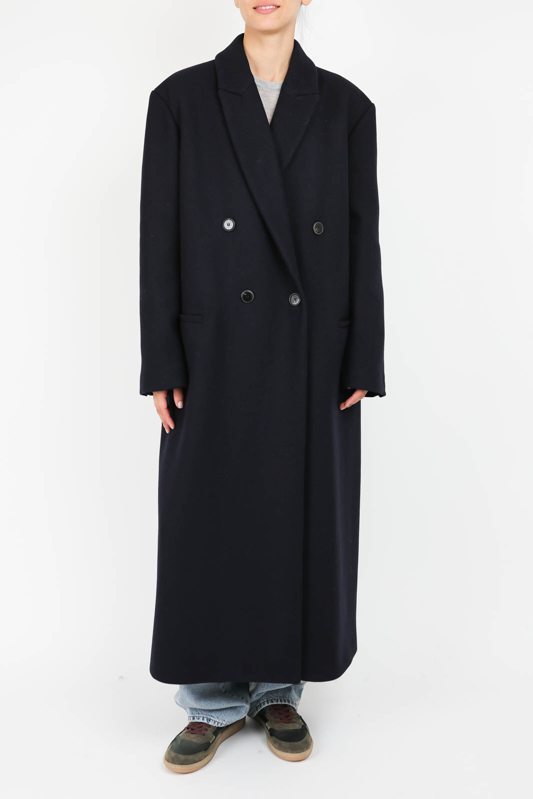 Wool coat in Night Blue