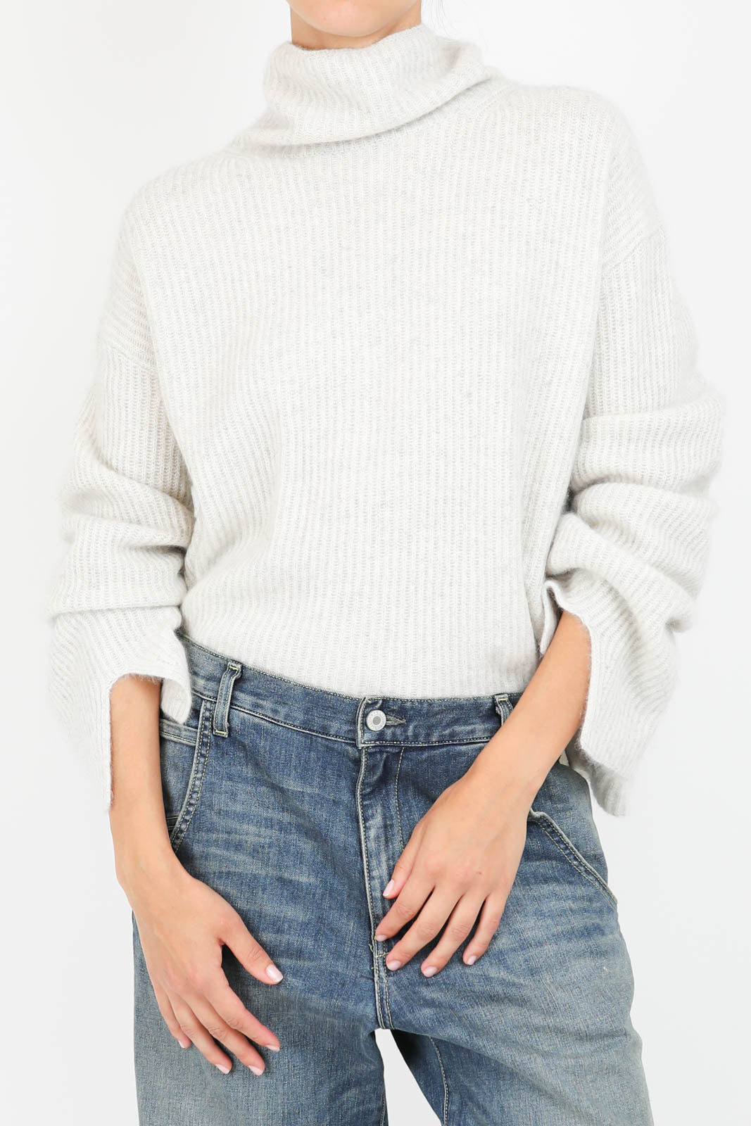 Sweater with turtleneck in light gray