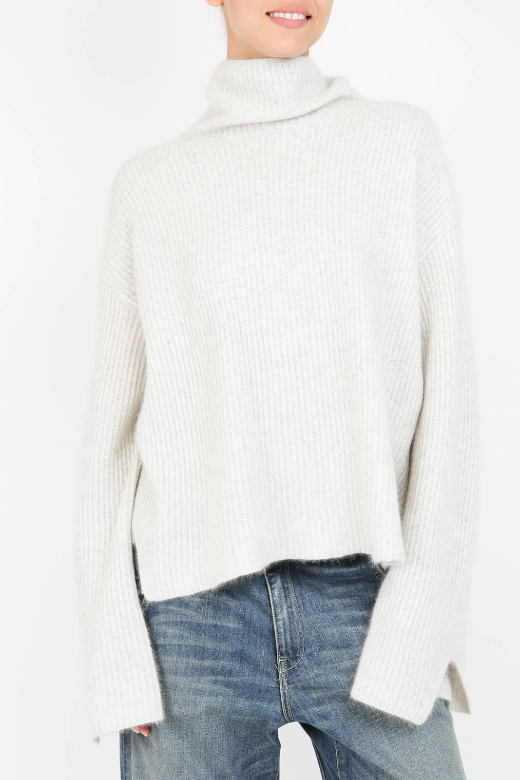 Sweater with turtleneck in light gray