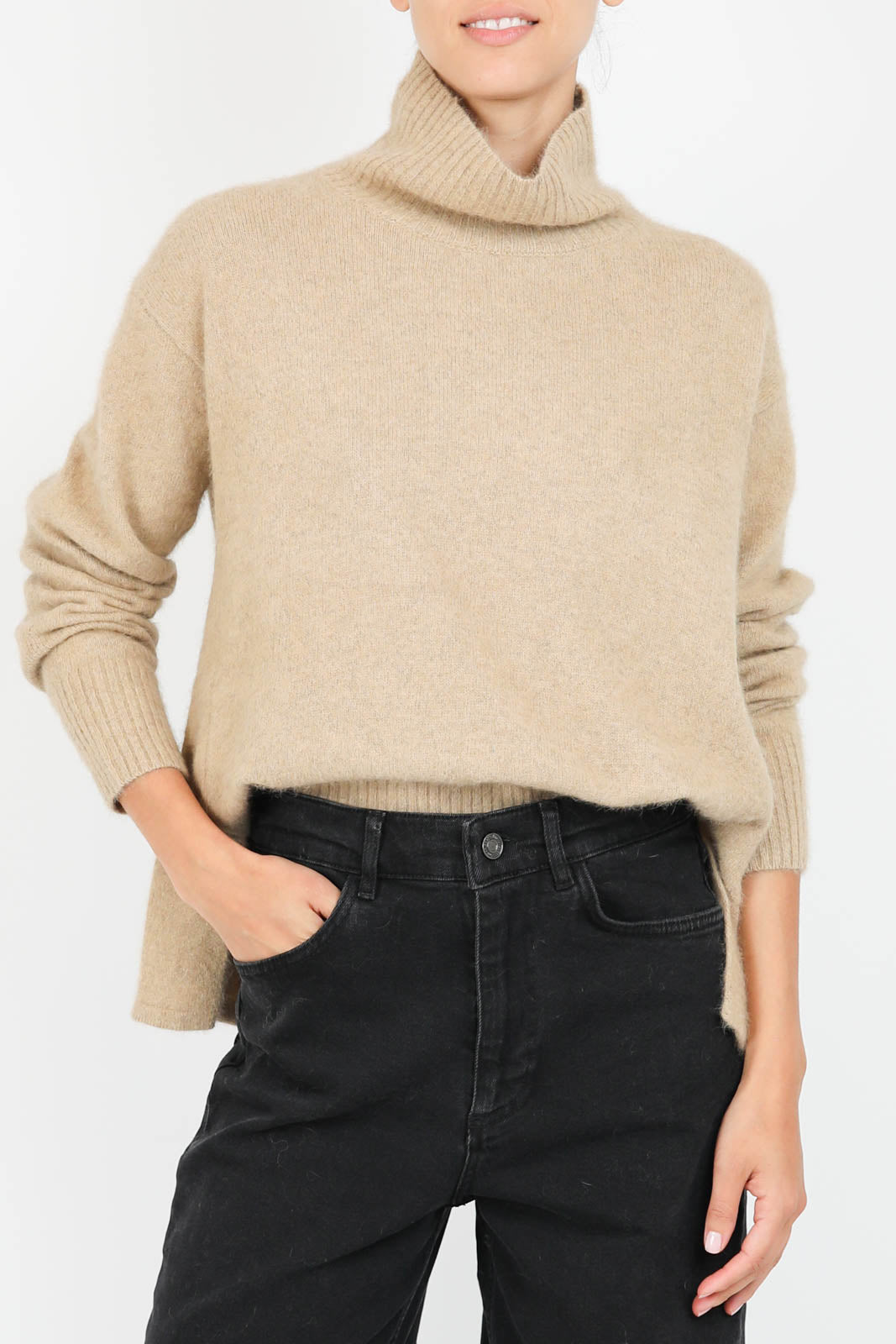 Sweater with turtleneck in camel