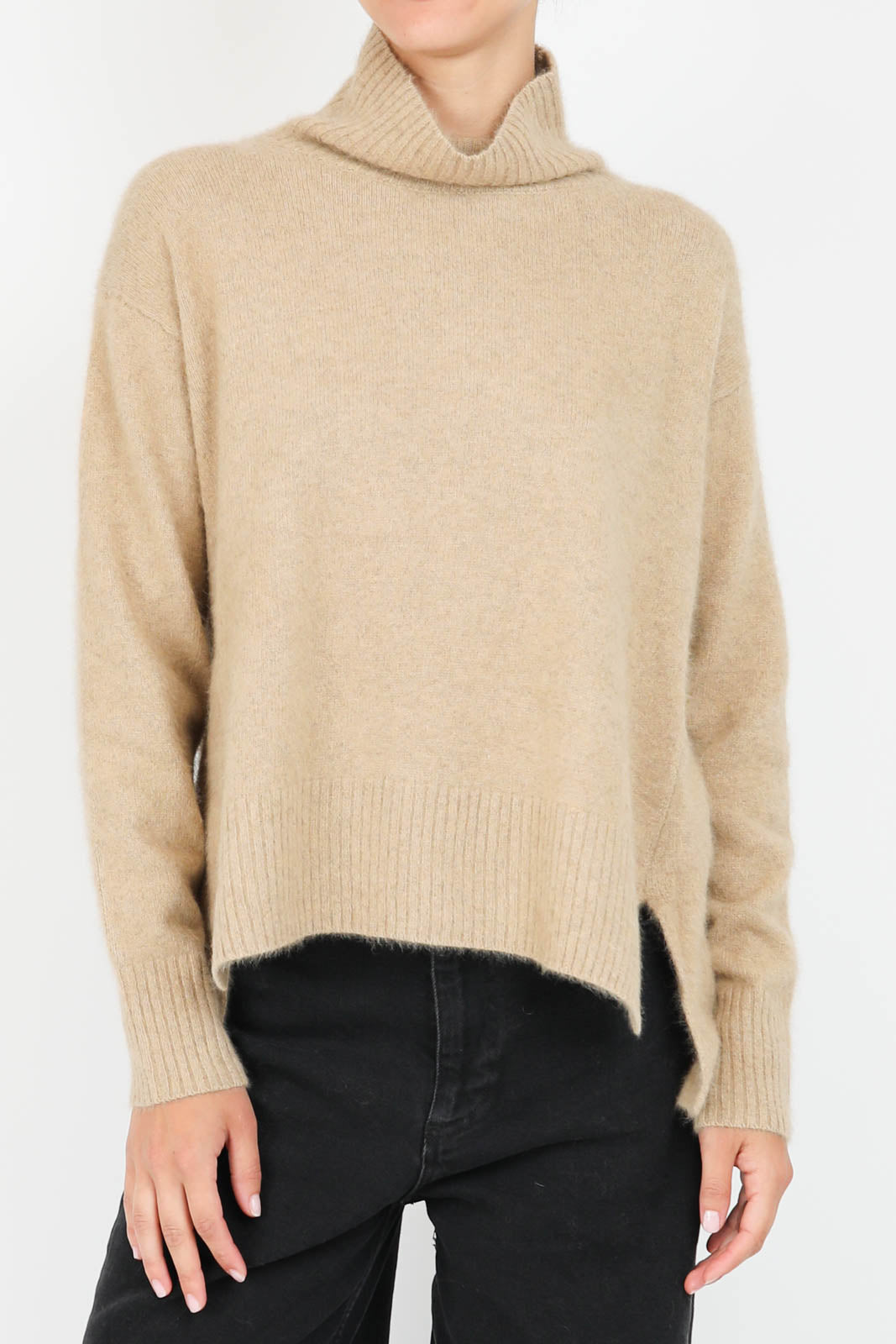 Sweater with turtleneck in camel