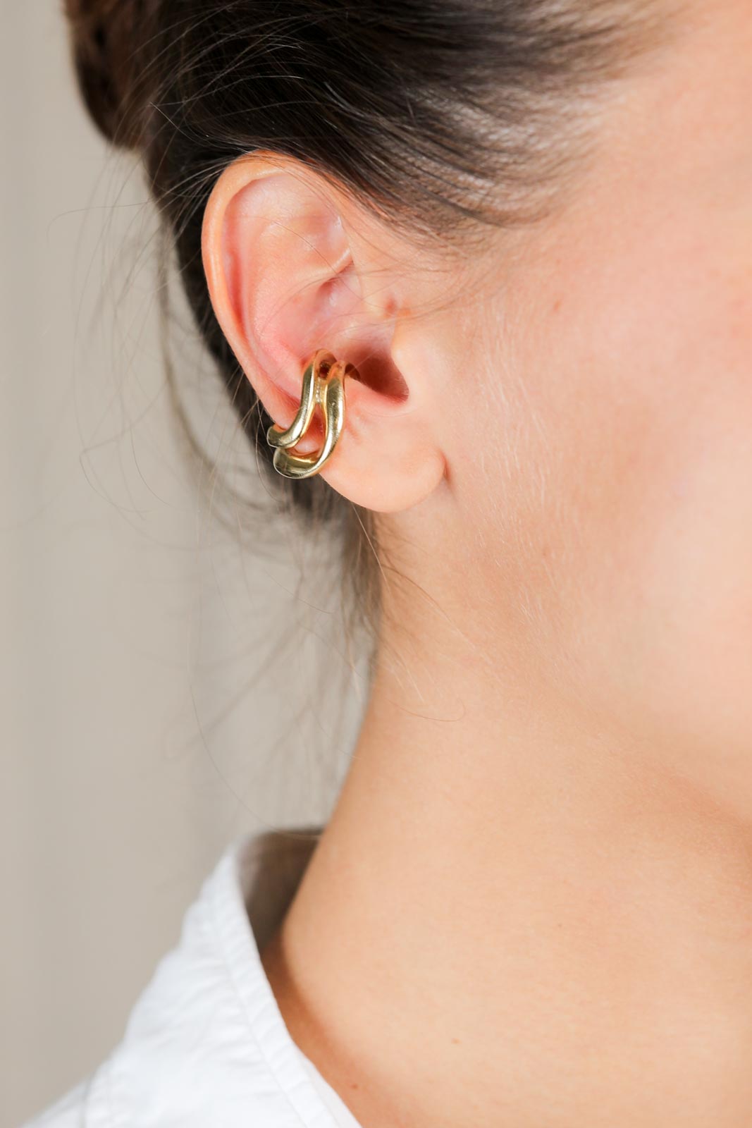 Earring Earcuff Double Link Medium in Gold