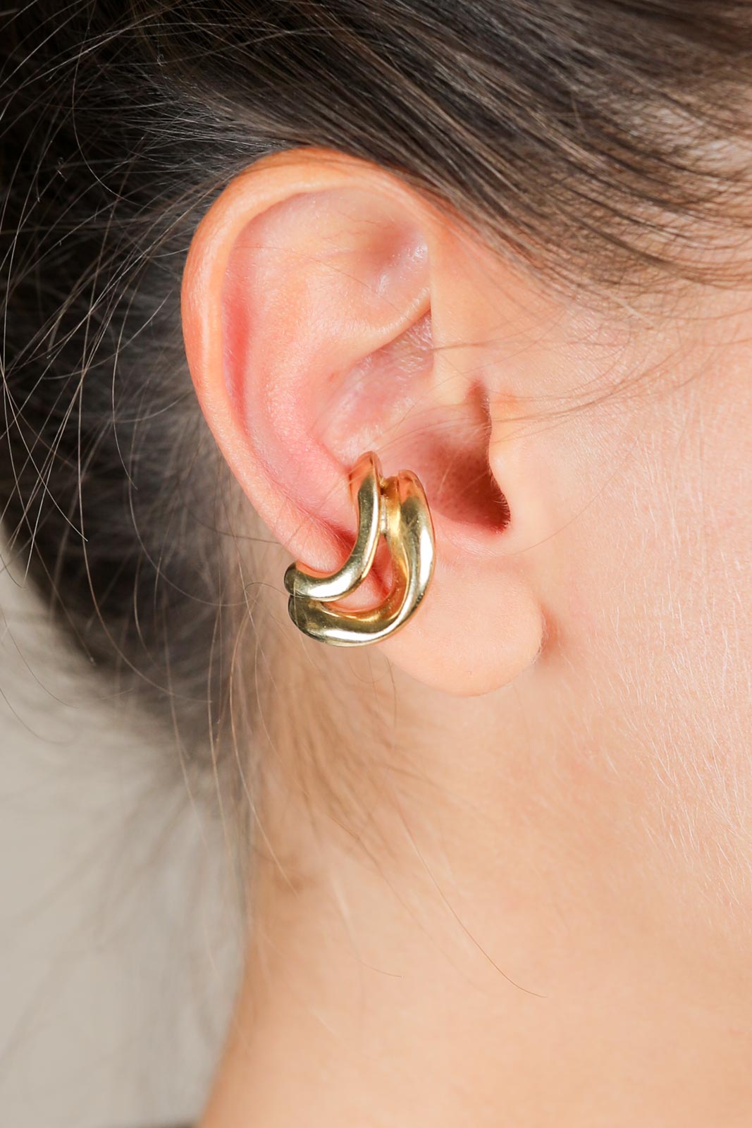 Earring Earcuff Double Link Medium in Gold