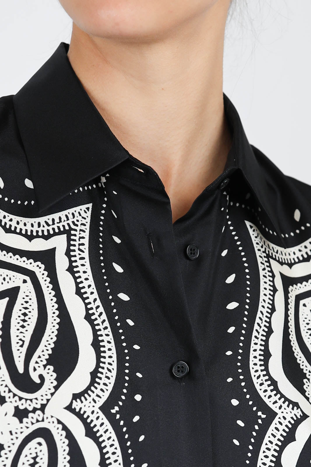 Alfie blouse in Black/Ivory Bandana