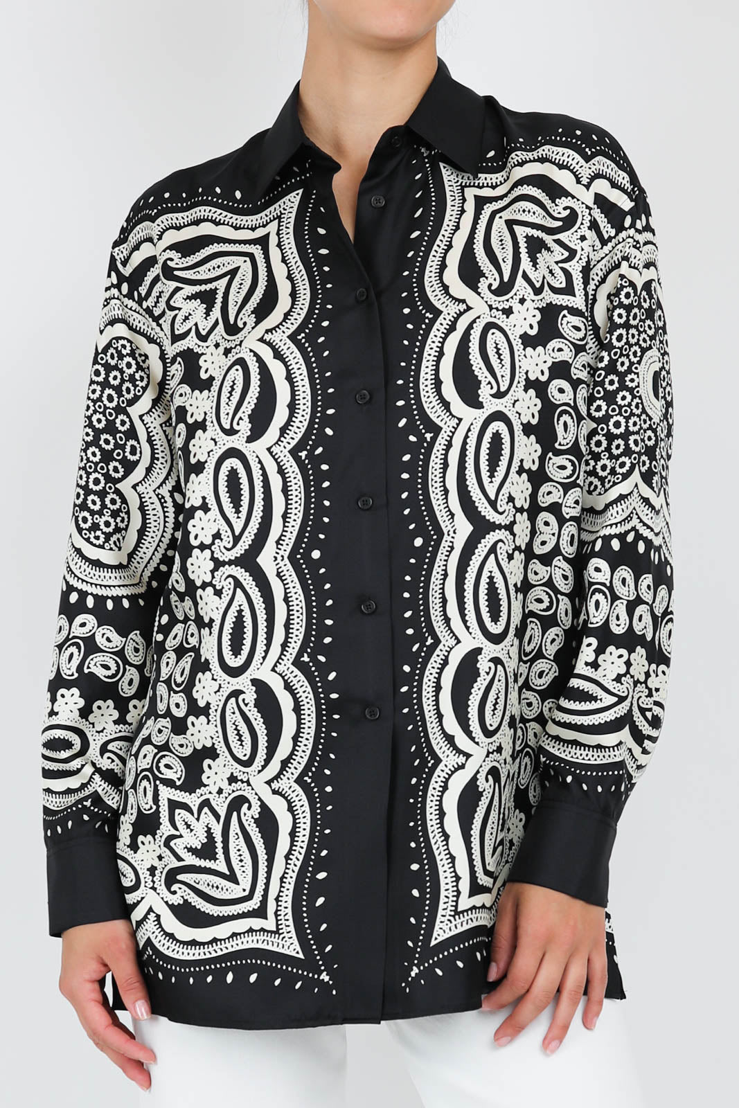 Alfie blouse in Black/Ivory Bandana