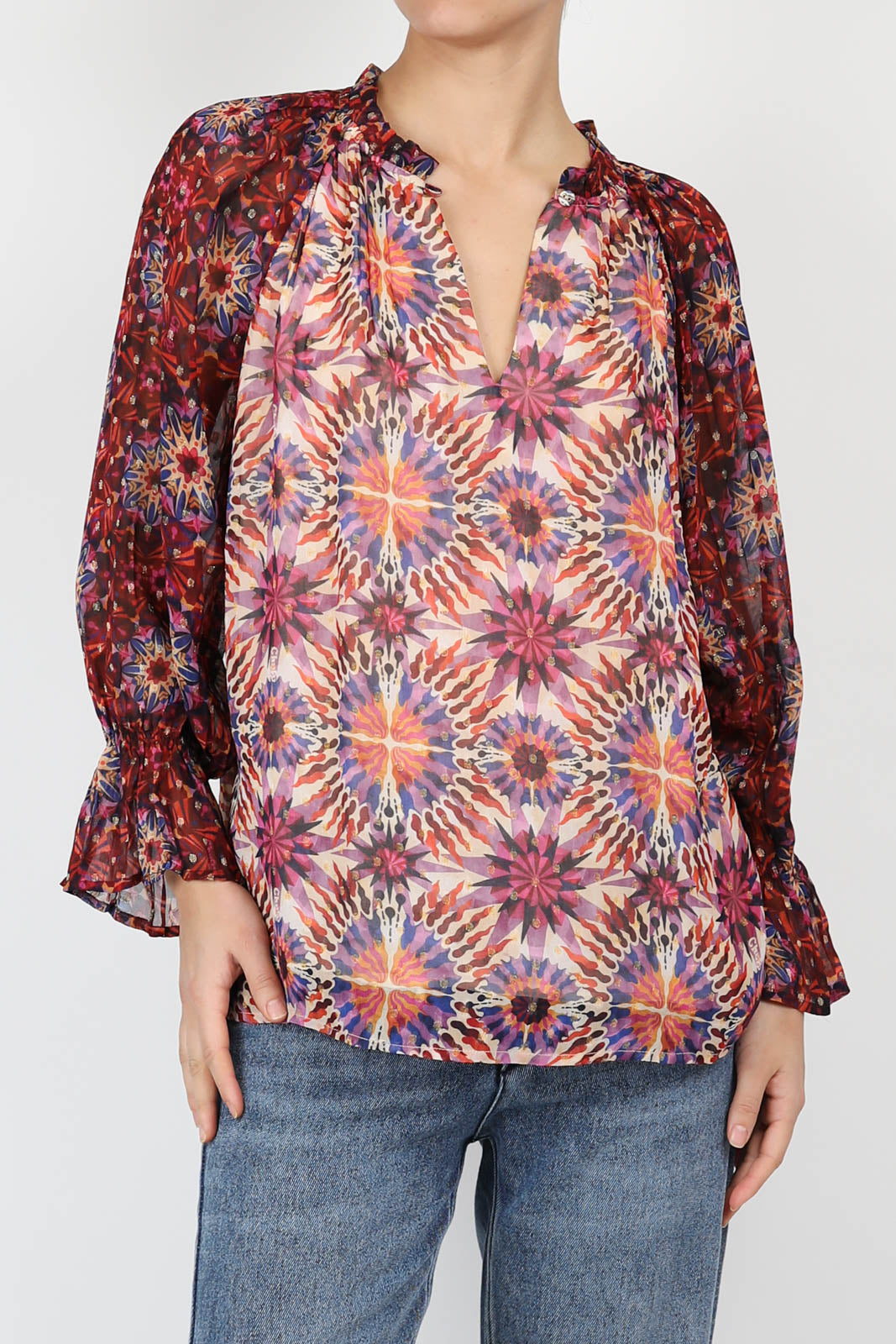 Lena blouse in Fractal Red