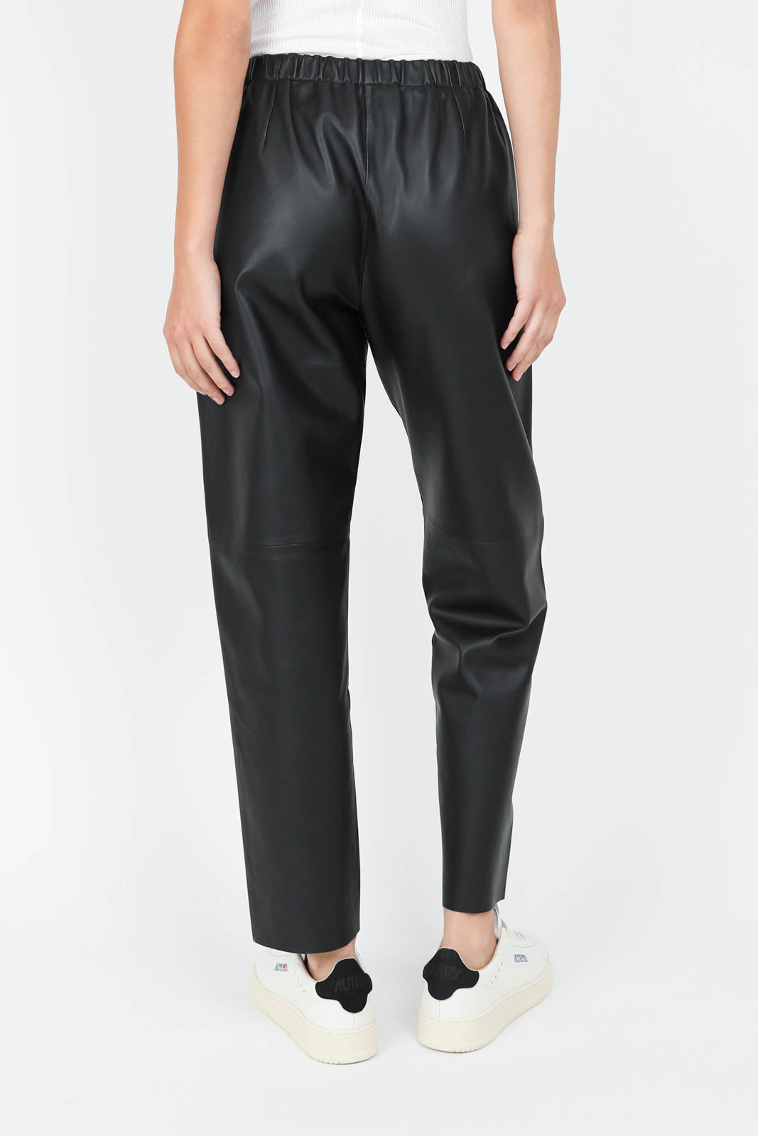 Nappa leather jogger trousers in black