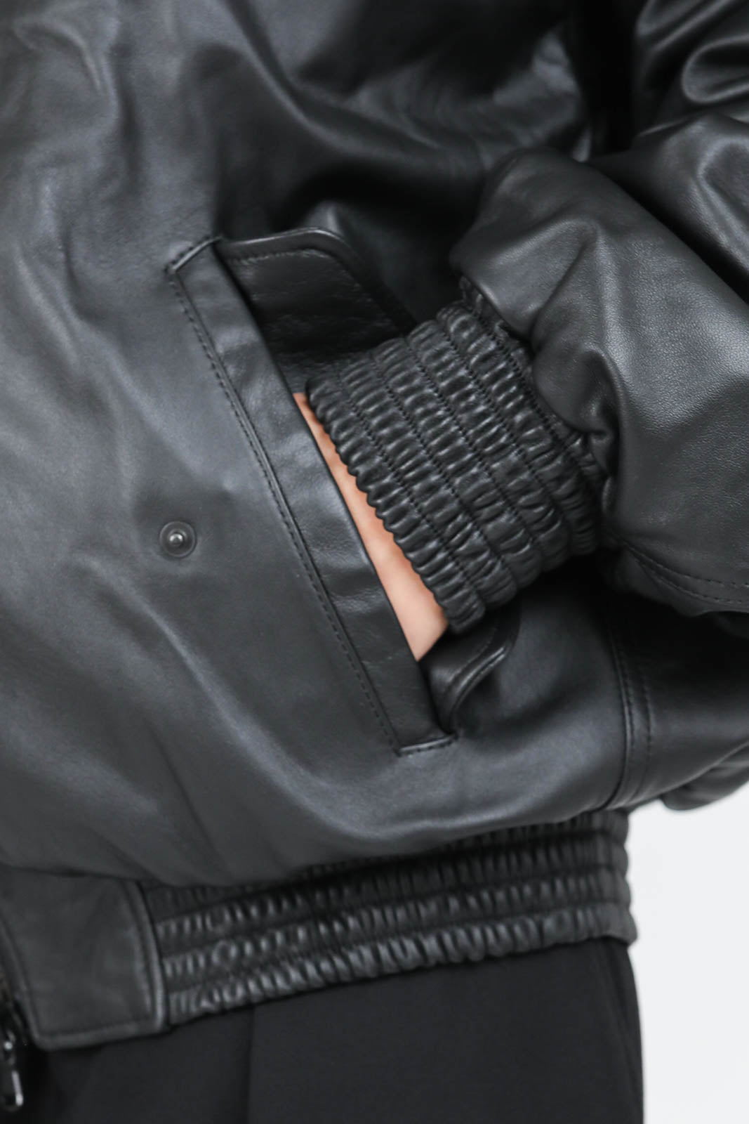 Leather Bomber jacket in black