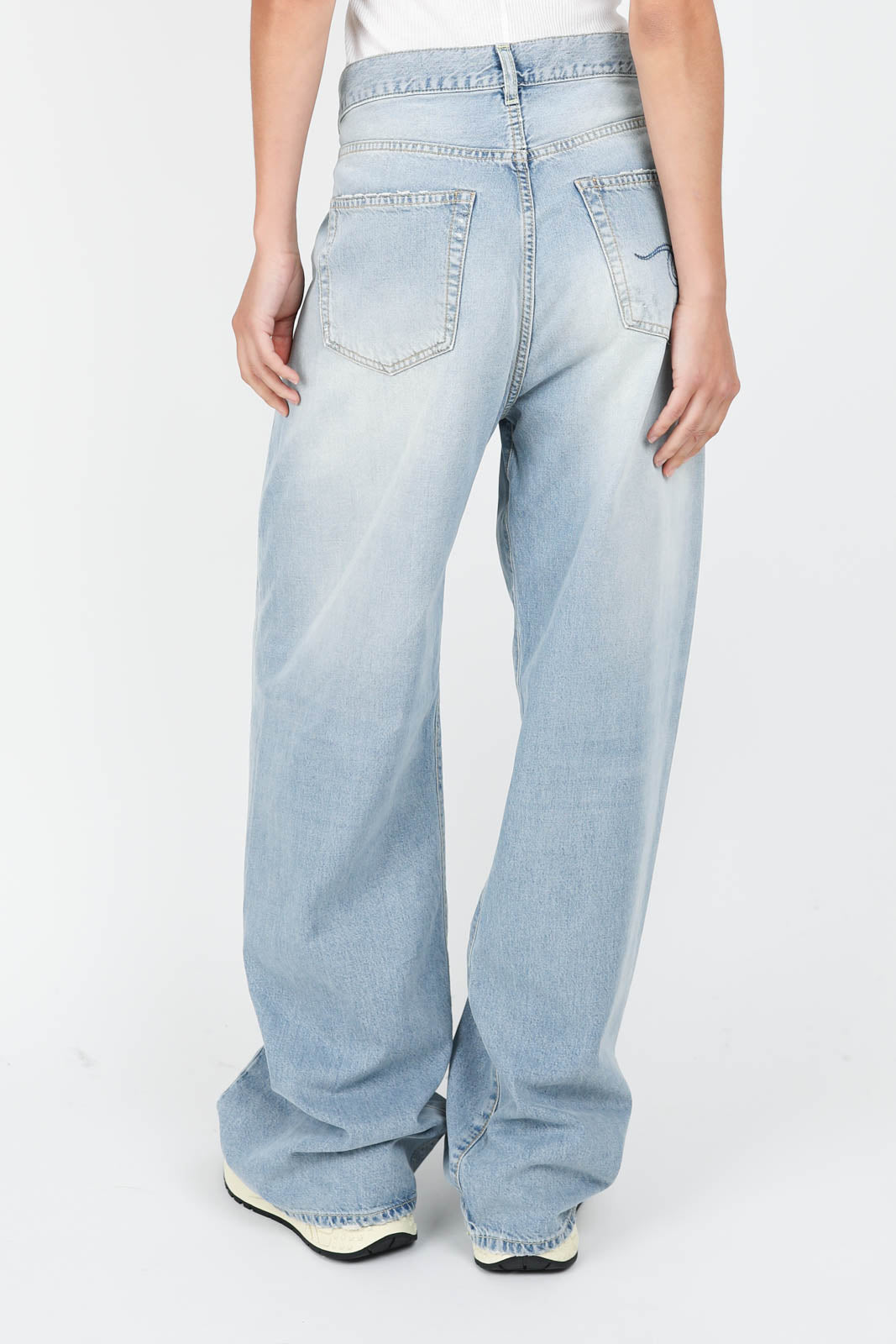 Jeans Wide Leg Crossover in Haven Blue