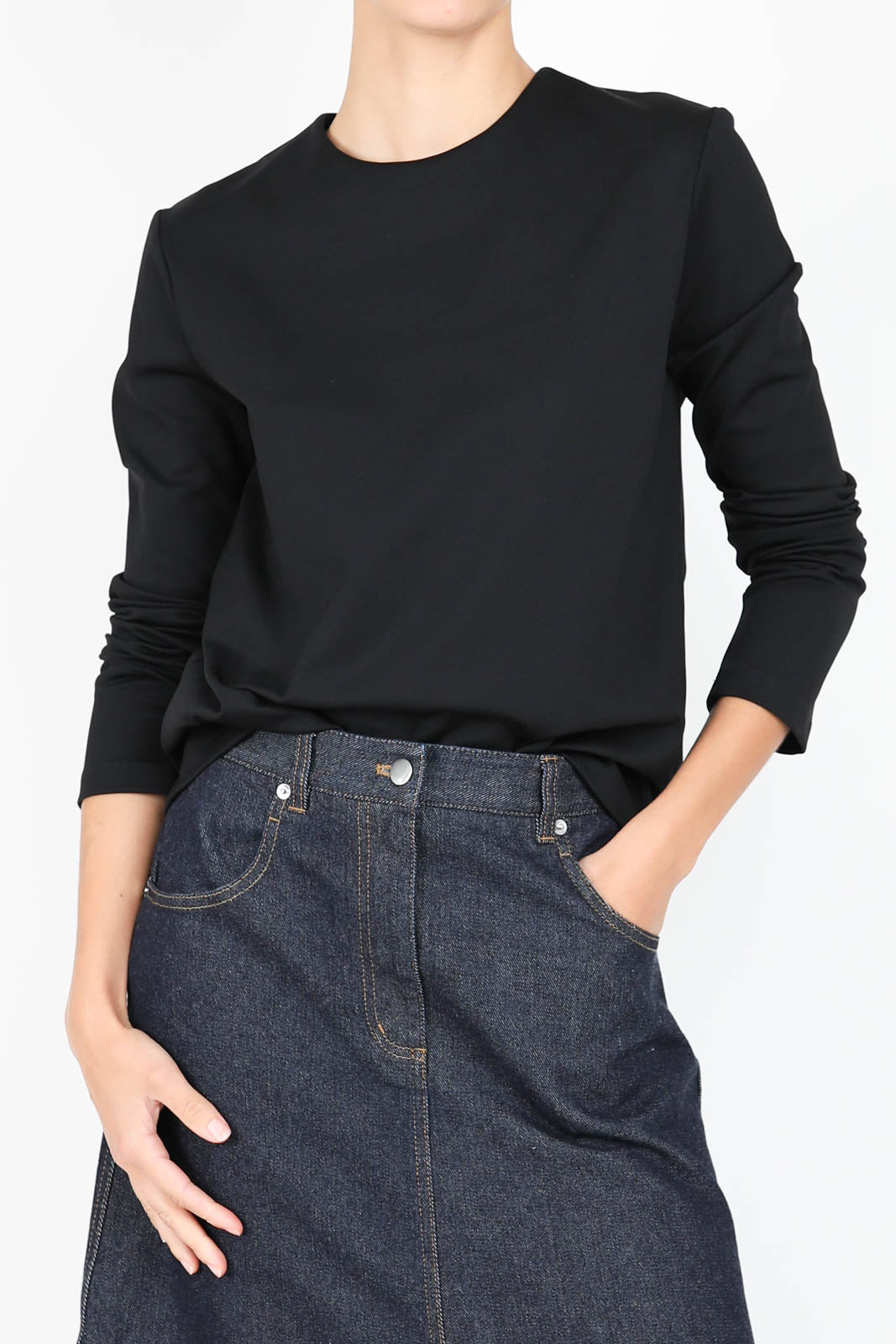 Ultra Stretch Knit long sleeve shirt in black