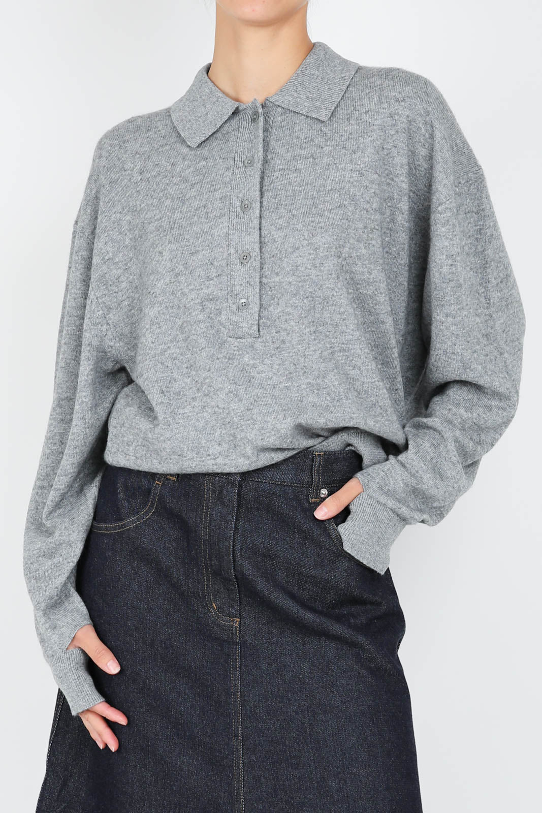 Easy Polo sweater in heather gray