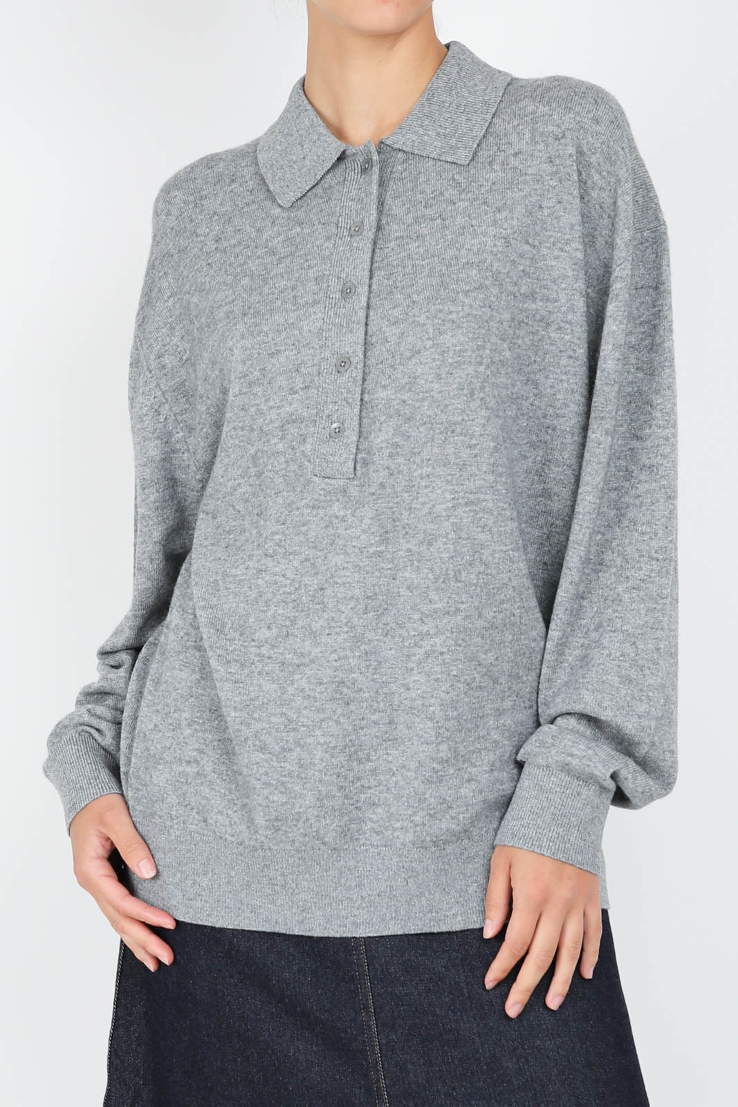 Easy Polo sweater in heather gray