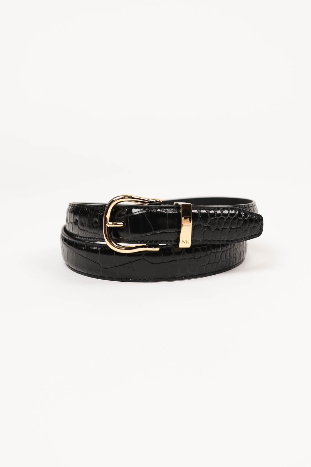 Louise belt in black embossed