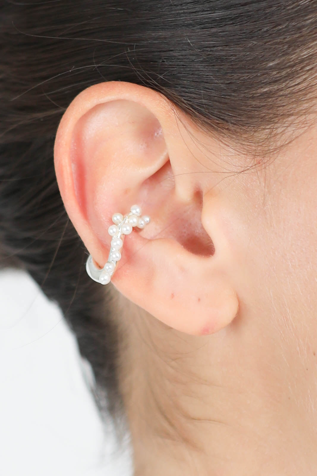 Earring Earcuff Wave Cluster Link Small in silver