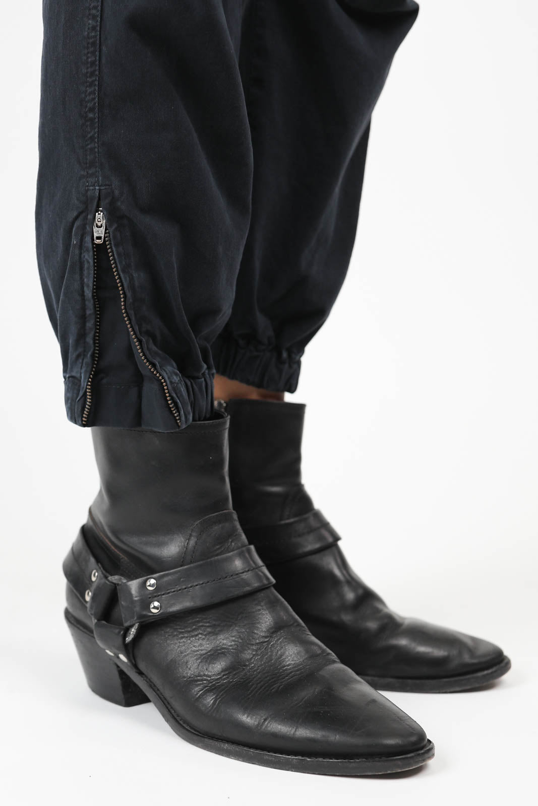 Cropped military trousers in dark navy