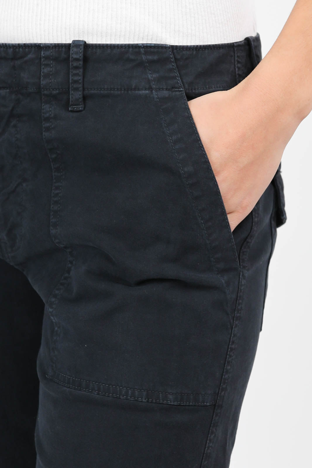 Cropped military trousers in dark navy