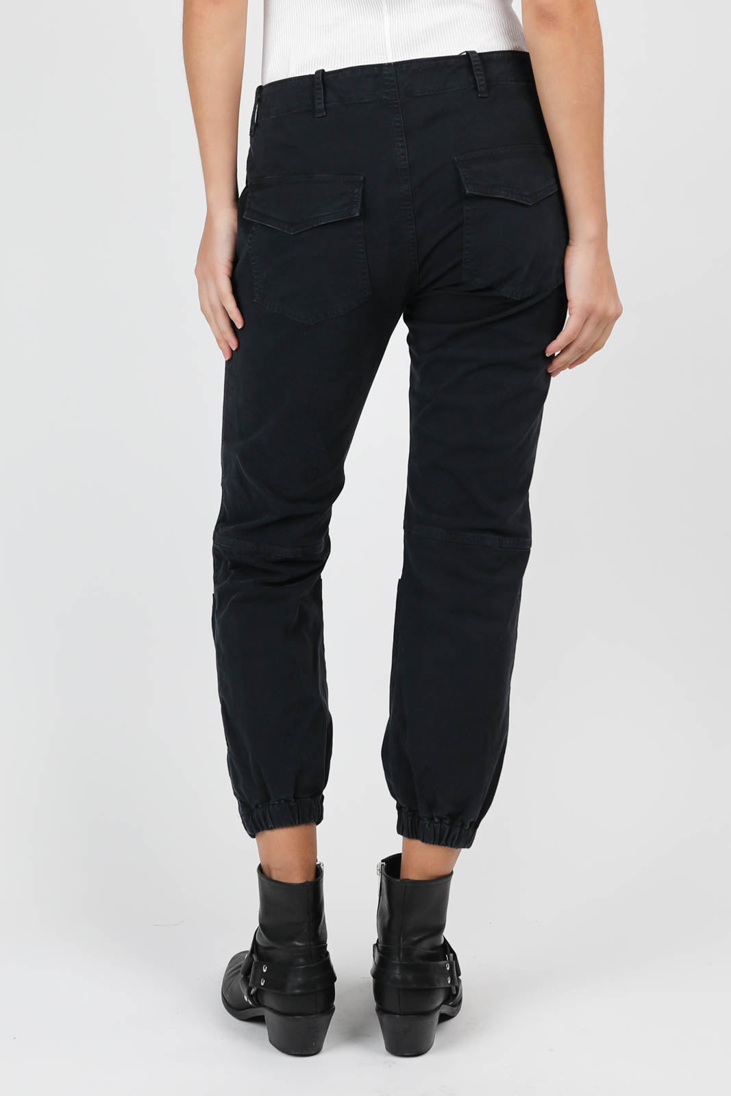 Cropped military trousers in dark navy