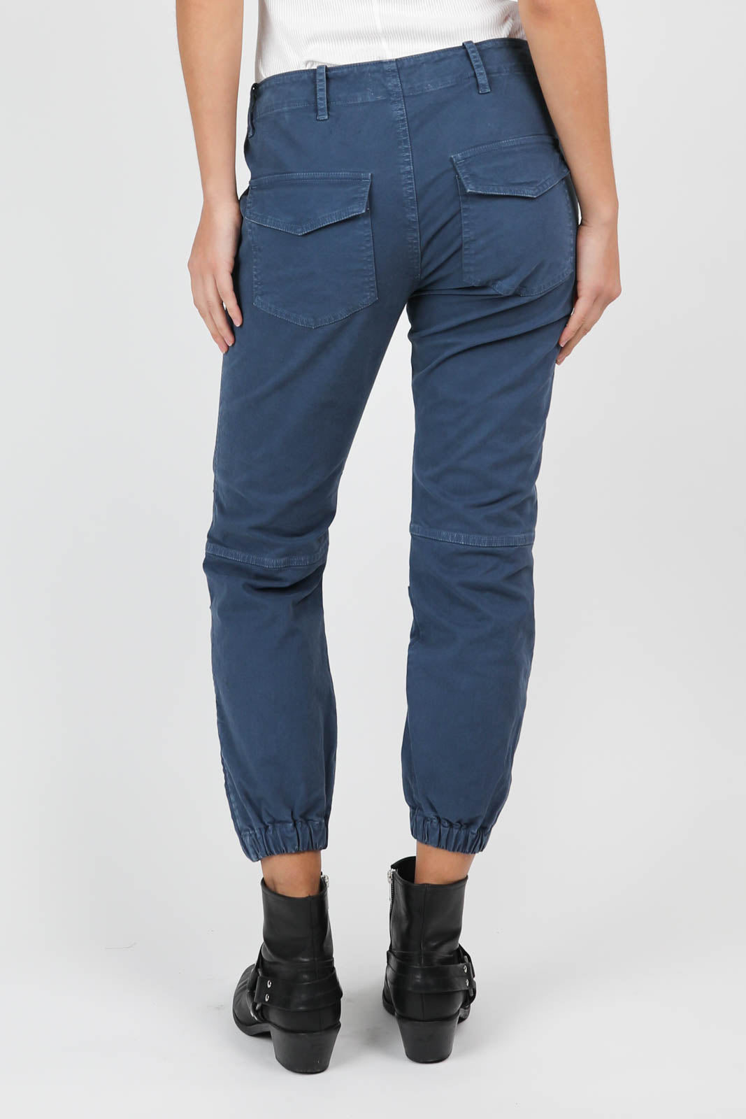 Cropped military trousers in cadet blue